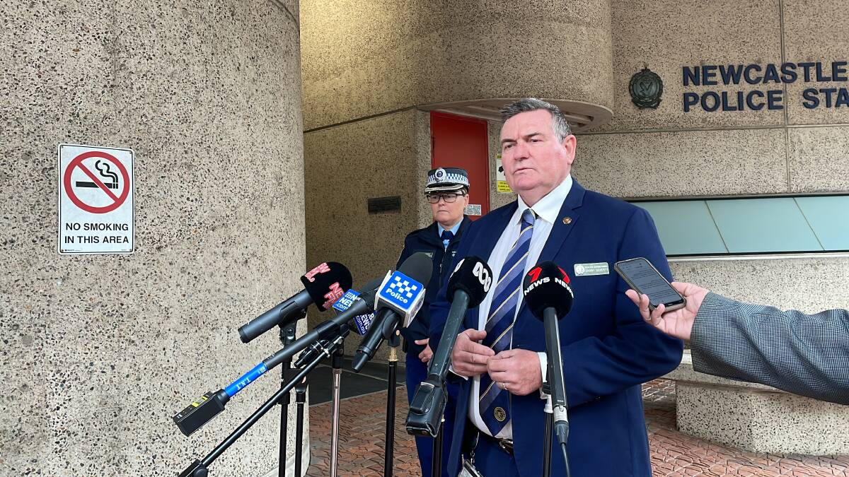 Detective Superintendent Danny Doherty, Homicide Squad Commander, outside Newcastle police station on October 5. Picture by Sage Swinton