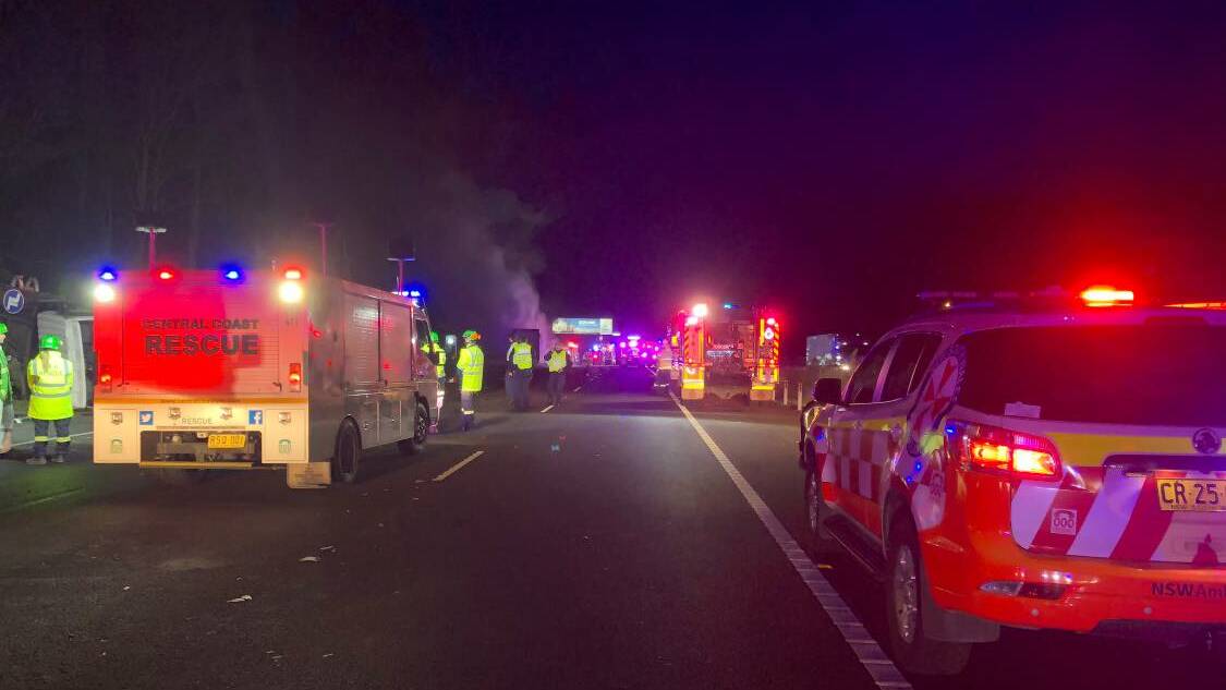 ACCIDENT: Major truck crash causes long delays on the M1. Picture: Central Coast Rescue Squad - NSW Volunteer Rescue Association