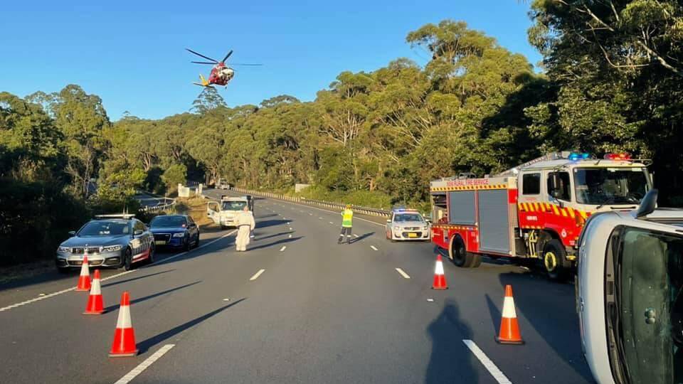 CRASH: The scene of the early-mornign accident. Picture: Tuggerah Rural Fire Brigade