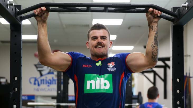 Dylan Phythian in the gym in January preparing for his return from a long-term injury. Picture: Jonathan Carroll