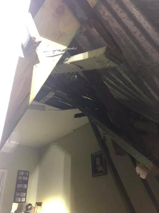 Inside the home after a tree came through thew roof. Picture: NSW SES Maitland Unit