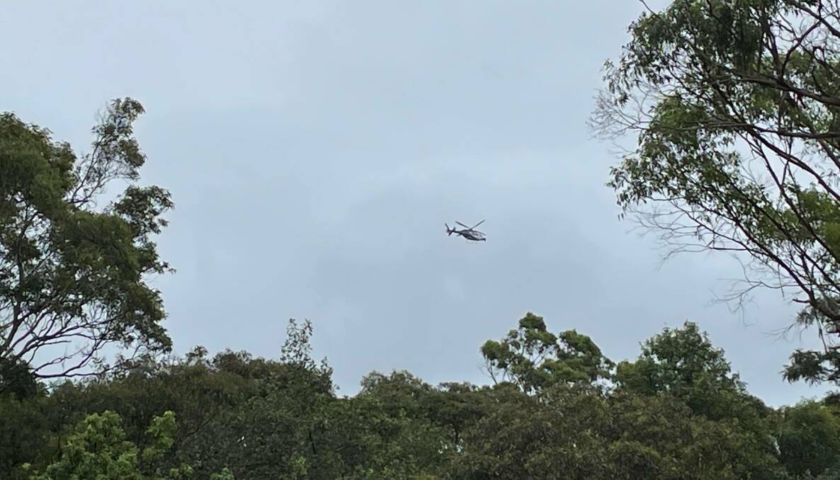A PolAir helicopter flying over Charlestown. The helicopter was called in on Wednesday to track a motorbike Picture by Jessica Brown