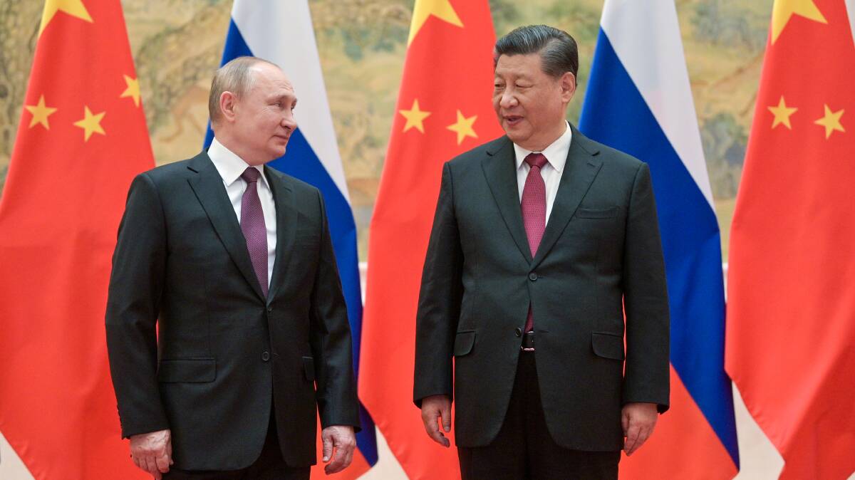 Russia's President Vladimir Putin and his Chinese counterpart Xi Jinping pose during a meeting earlier this month. Picture: Getty Images