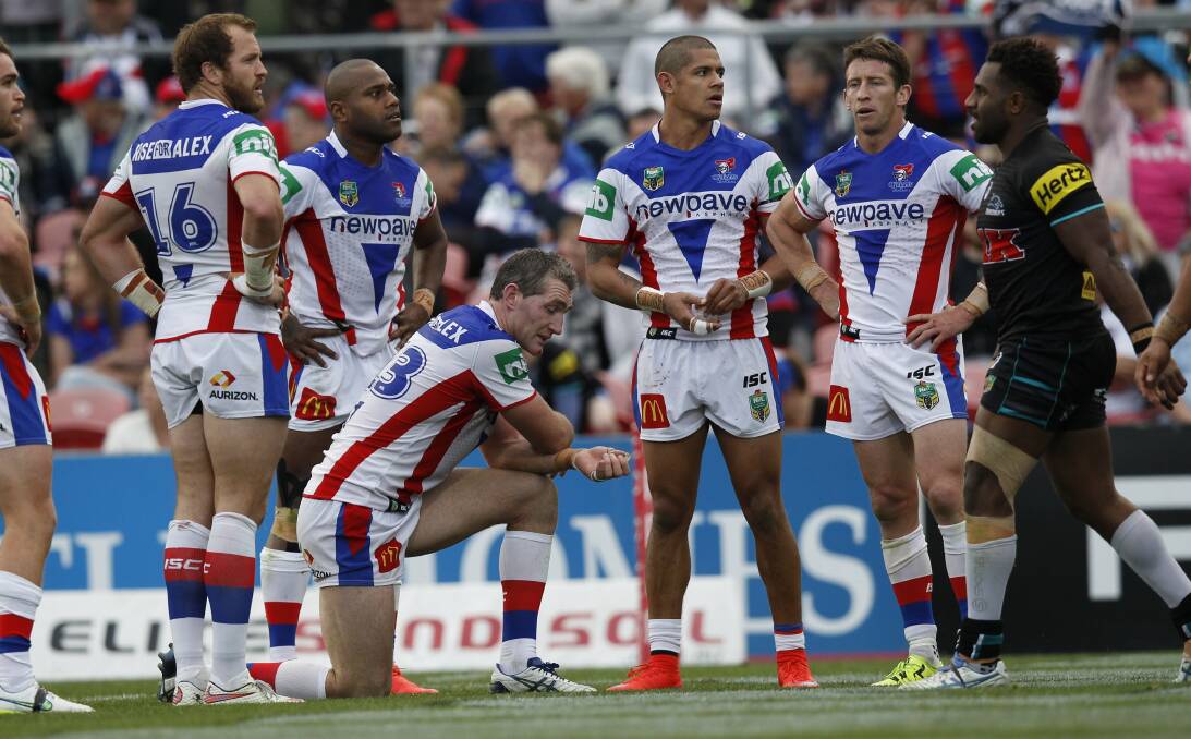 BOTTOM FEEDERS: The Knights on their way to losing the "spoon bowl" clash with Penrith to finish last.
