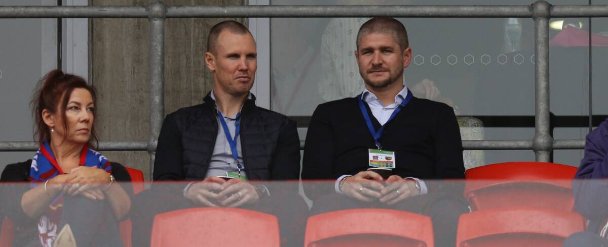 WATCHFUL: New Jets coach Carl Robinson and assistant Kenny Miller at Sunday's game. Picture: Jonathan Carroll