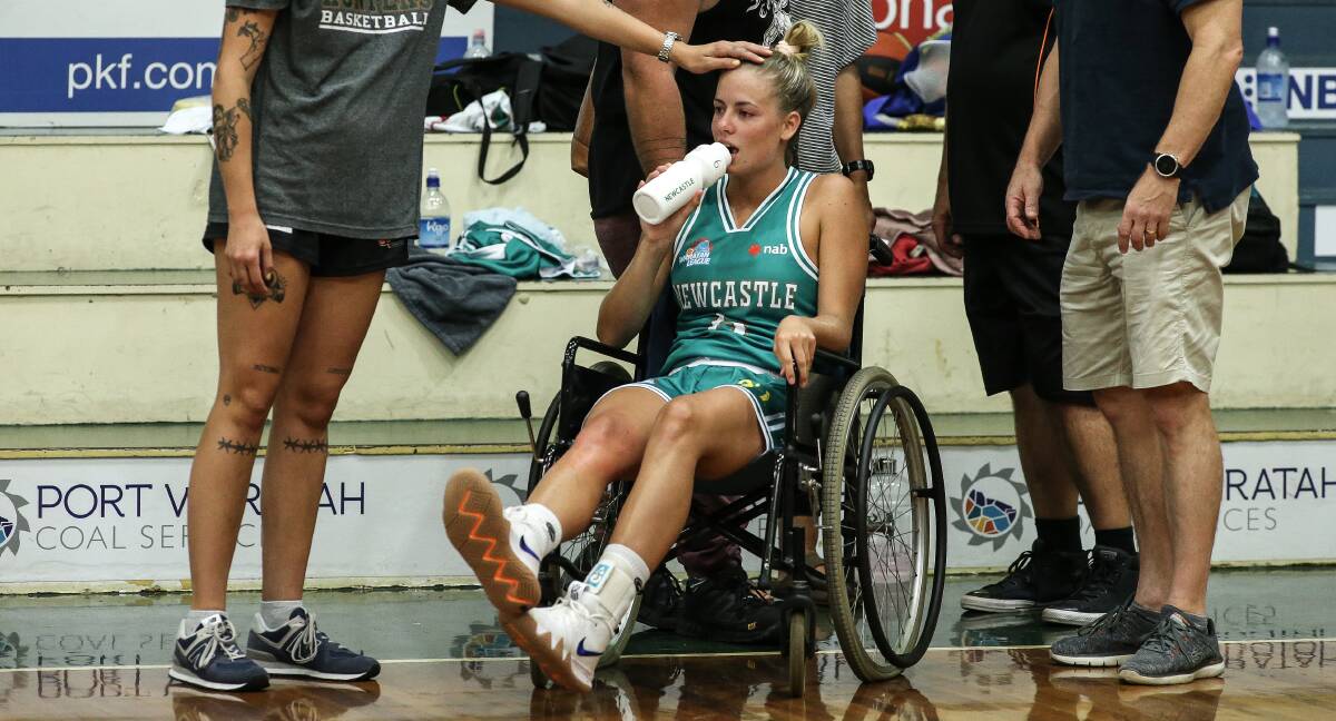 CONCERN: Cassidy McLean watched the game from a wheelchair. She will need scans to determine the full extent of her knee injury. Picture: Marina Neil