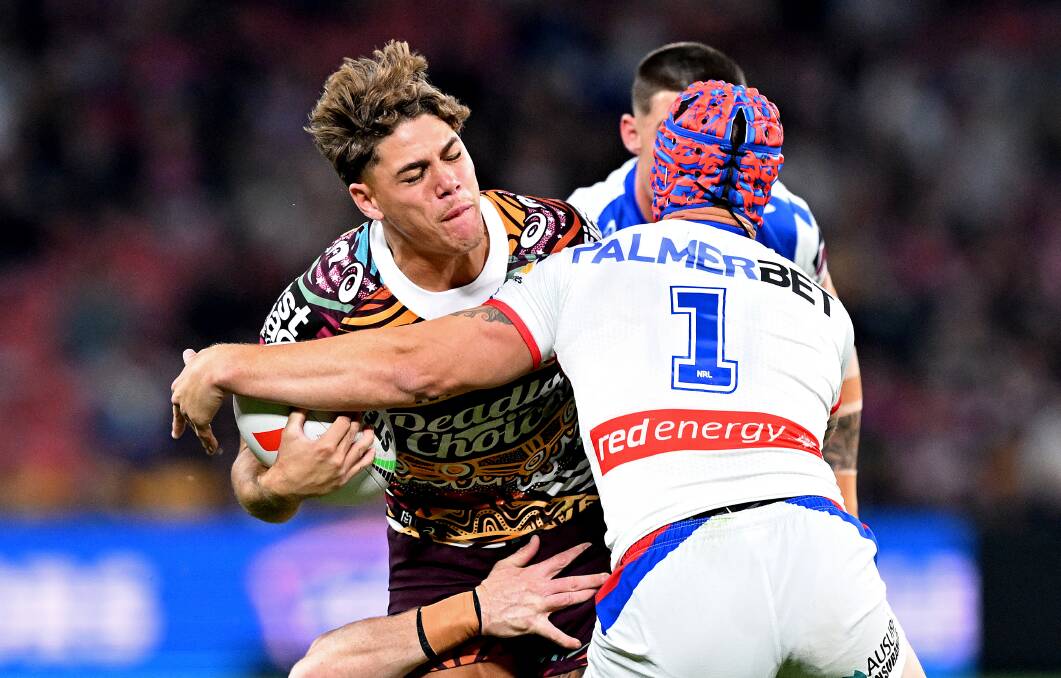 Kalyn Ponga tackles Reece Walsh at Suncorp Stadium last year. Picture Getty Images