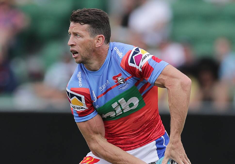 Inspiring: Retired veteran Kurt Gidley turned back the clock for the Knights in the NRL Nines in Perth. Picture: Getty Images.