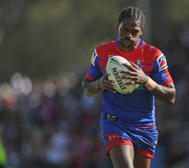 STRIKE WEAPON: Edrick Lee has launched his career with the Newcastle Knights by scoring a try in each of his first two games. Picture: Marina Neil