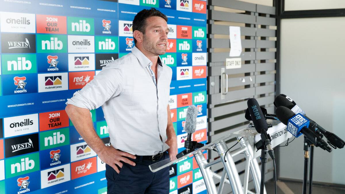 QUESTION TIME: Knights general manager of football Dannu Buderus faces the media on Monday. Picture: Max Mason-Hubers