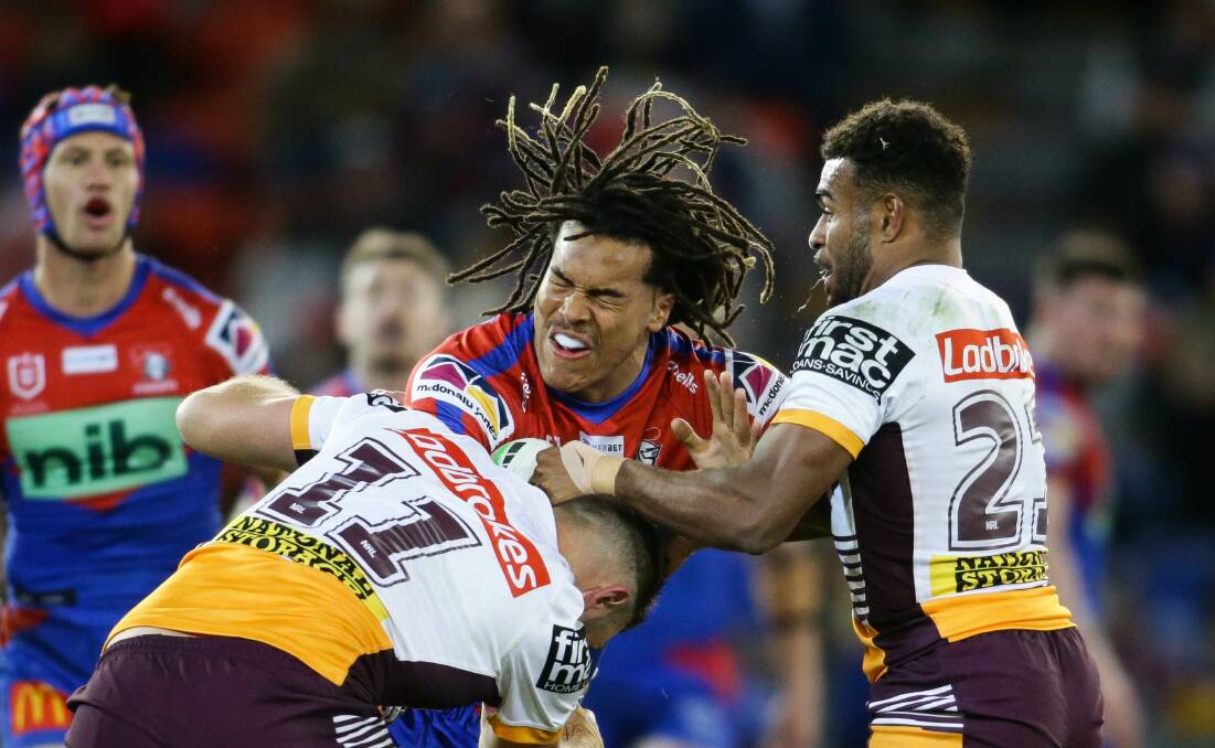 Winger Dominic Young faces an uncertain future at the Knights after informing the club this week that he will be joining the Roosters next season. Picture by Jonathan Carroll