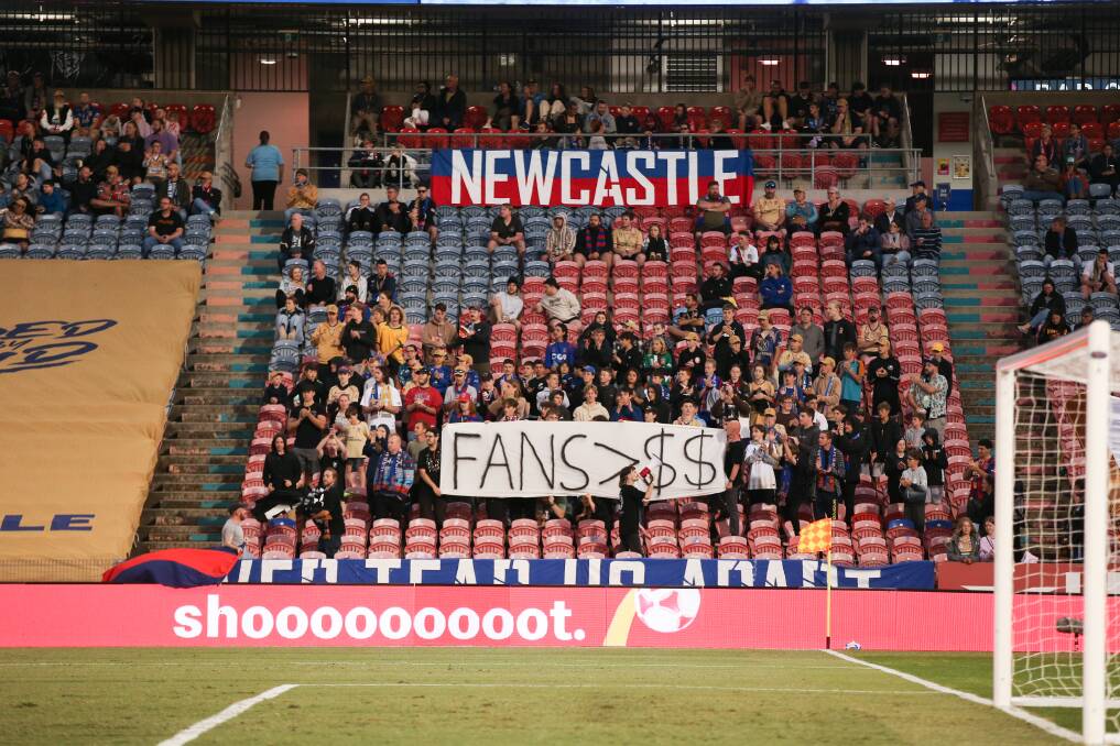 The "Terrace Novocastria" have announced they will be "on hiatus" after Newcastle's home game against Brisbane roar last night. Picture by Max Mason-Hubers