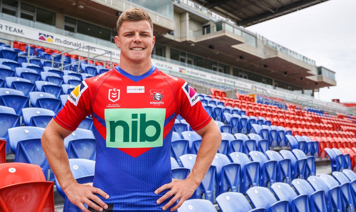 MODEL OF CONSISTENCY: Knights co-captain Jayden Brailey in the club's newly released 2022 jersey. Picture: Newcastle Knights Media