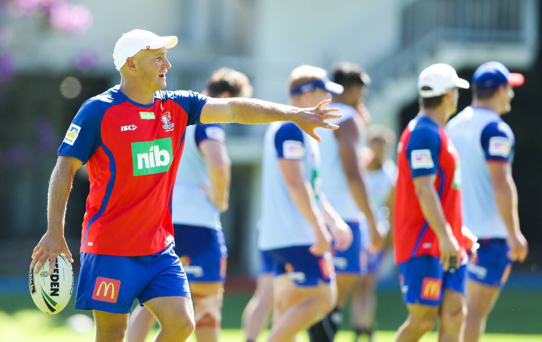 PRESSURE: Knights coach Nathan Brown needs a win against Manly at Brookvale on Saturday to stay in touch with the top eight. Picture: Jonathan Carroll