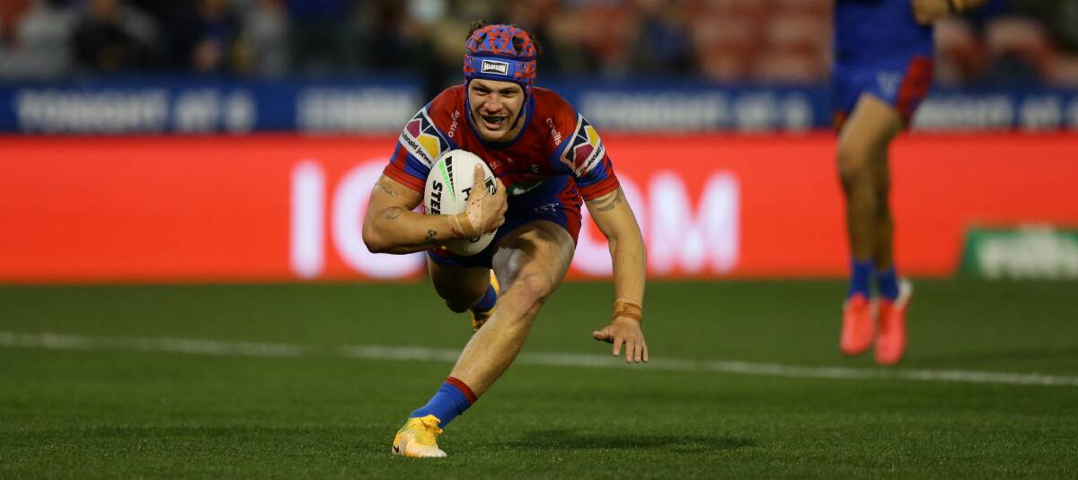 DYNAMO: Knights fans are counting down the days until fullback Kalyn Ponga is cleared to resume after off-season shoulder surgery. Picture: Jonathan Carroll