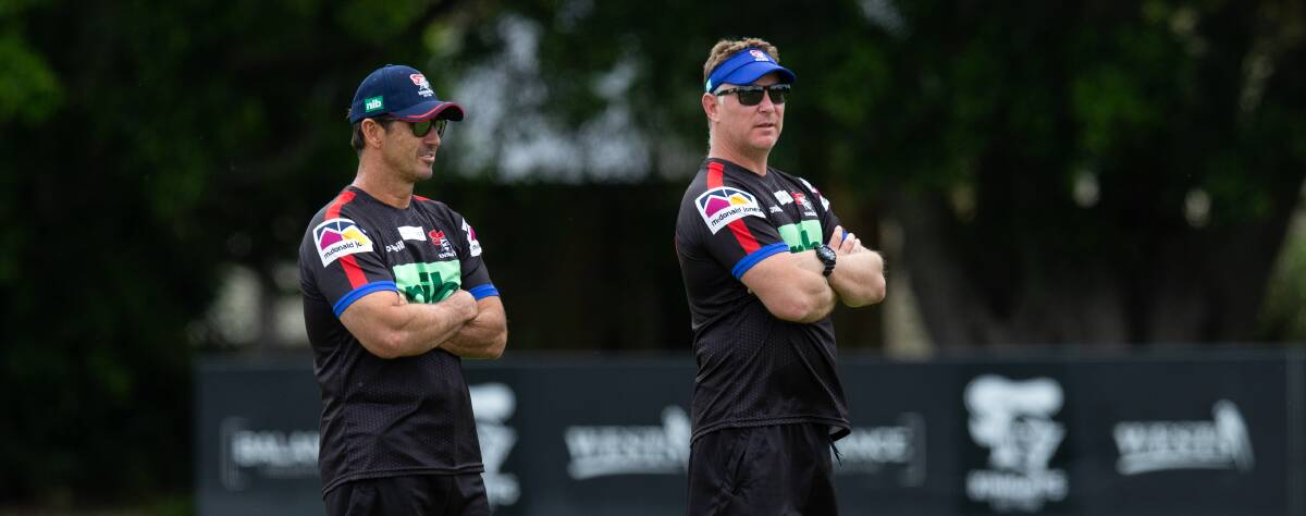FORTHRIGHT: Andrew Johns and Knights coach Adam O'Brien.