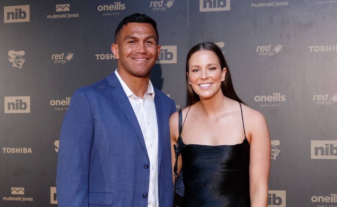 Daniel Saifiti's partner Mikenzie McManus has delivered their first child, a bouncing baby boy named Rocky Atenai. Picture by Max Mason-Hubers