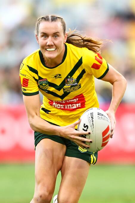 Tamika Upton on the attack for the Jillaroos. Picture Getty Images