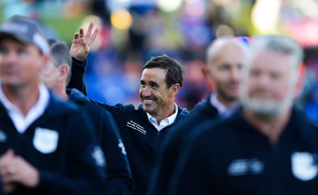 CHAMPION: Former Knights captain Andrew Johns received a hero's welcome from fans last Sunday, along with his teammates from the 2001 grand final triumph. Picture: Jonathan Carroll