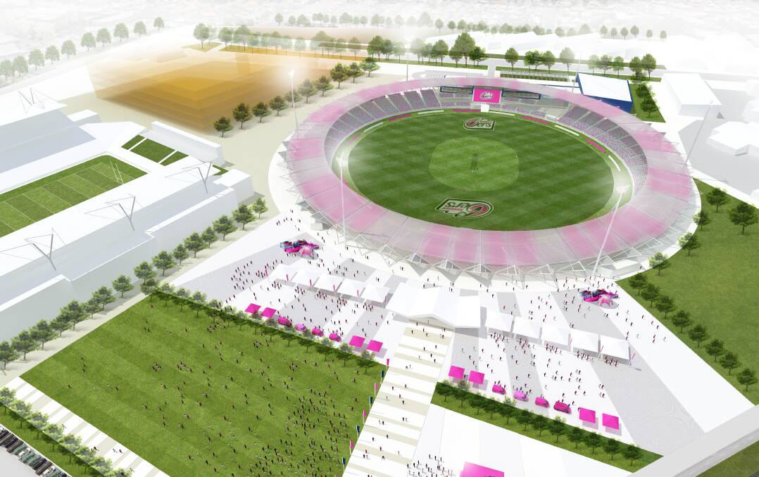 A concept drawing of the proposed 15,000-seat stadium Cricket NSW would like built at Broadmeadow.