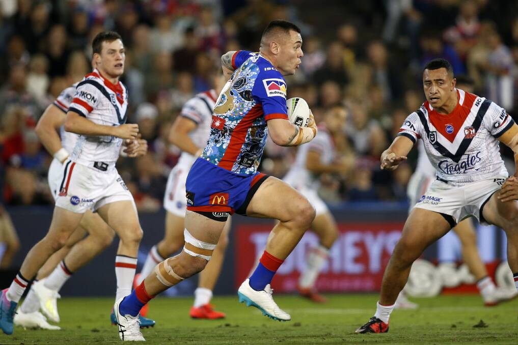 IRRESISTIBLE FORCE: Klemmer on the charge against the Roosters on Friday.