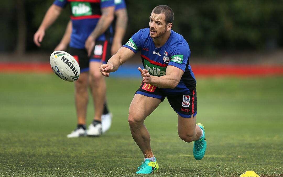 PAIN BARRIER: Former Knight Jarrod Mullen suffered a dislocated shoulder on Saturday. Picture: Marina Neil