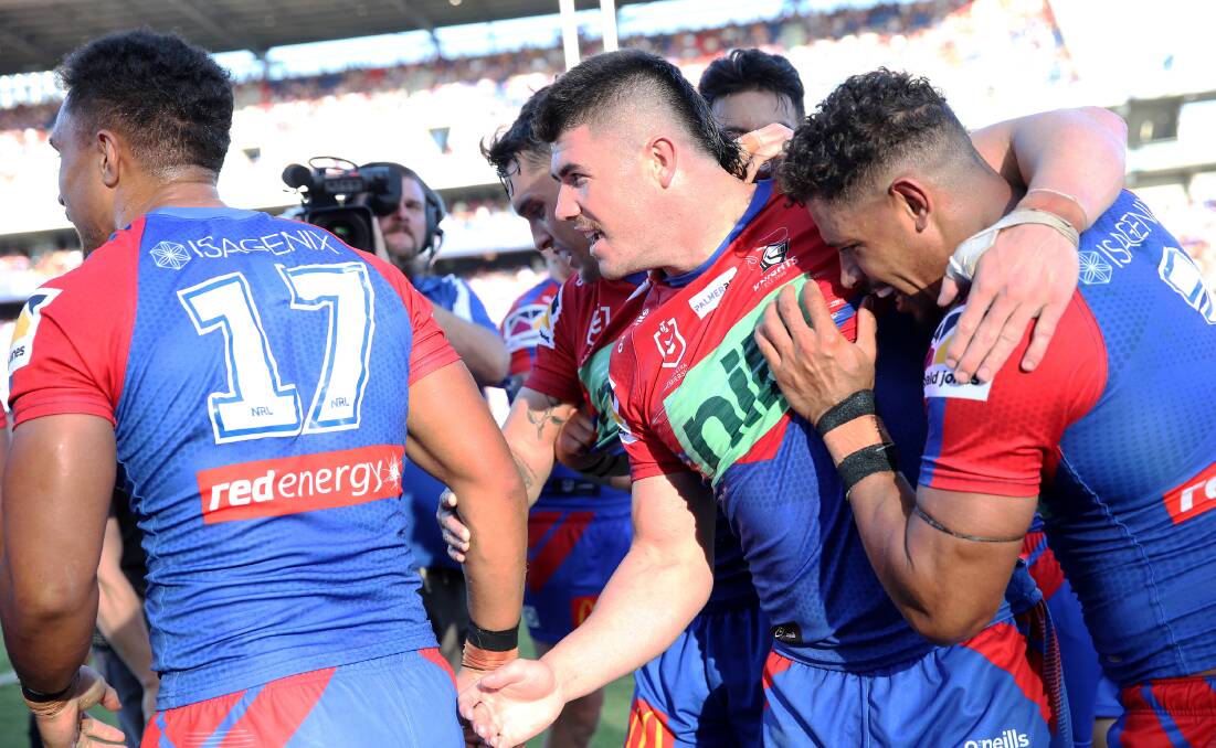 CONNECTED: The Newcastle Knights could hardly have been more impressive in their wins against Sydney Roosters and Wests Tigers. Now they face premiers Penrith on Saturday. Picture: Peter Lorimer