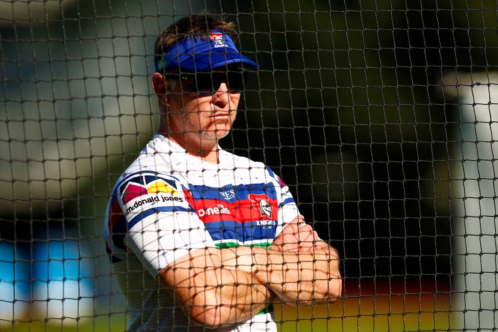 WATCHFUL: Knights coach Adam O'Brien has steered his team to fourth on the ladder, but he remains confident they have scope for improvement. Picture: Jonathan Carroll