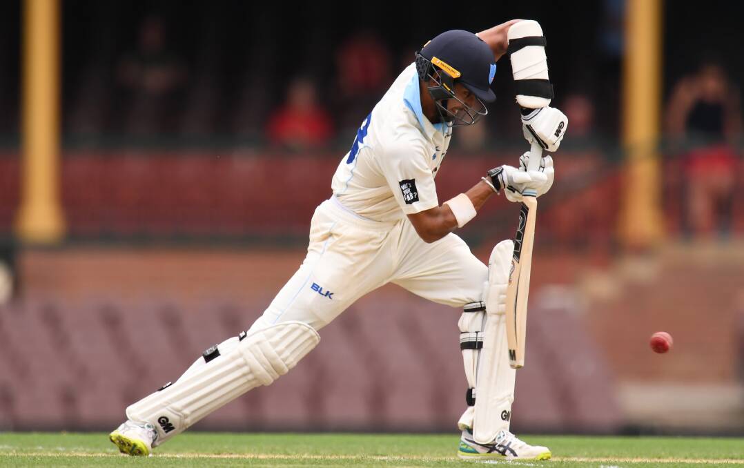TON OF POTENTIAL: Newcastle's Jason Sangha plays a textbook straight bat on his way to a debut century for NSW against Tasmania at the SCG this week. Picture: AAP