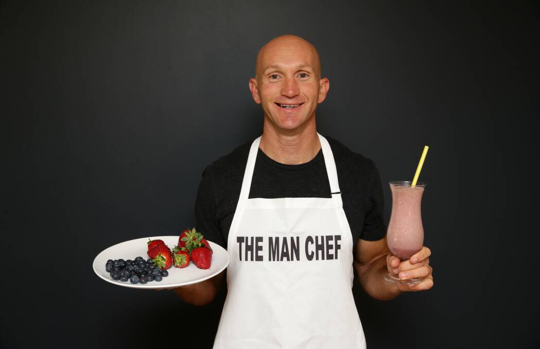 FOOD FOR THOUGHT: Knights legend Adam MacDougall founded the "Man Shake" after retiring from footy. The company is now reported to be worth $200 million. Picture: Jonathan Carroll