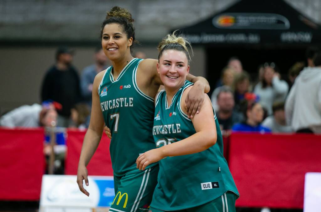NEW CHALLENGE: Newcastle Hunters duo Hannah Young and Alison Ebzery are joining Townsville Fire. Picture: Narelle Spangher, Basketball NSW 