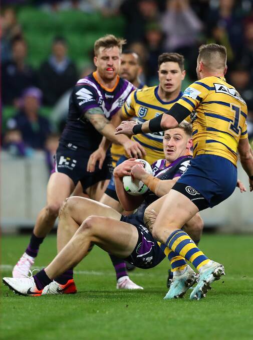 STRONG: Max King takes a hit-up against Parramatta last weekend.