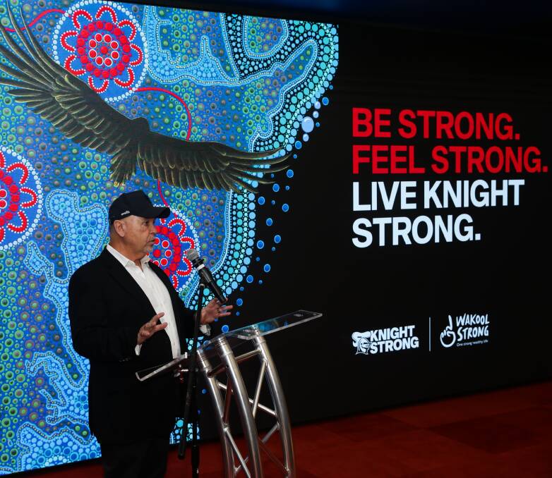 BACKYARD BLITZ: Newcastle Knights CEO Phil Gardner announces the club's new partnership with the Awabakal organisation on Monday. Picture: Jonathan Carroll