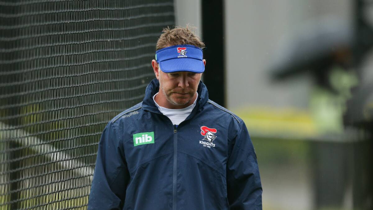 FRUSTRATION: Knights coach Adam O'Brien is under mounting pressure after his team's alarming slide down the ladder this season. Picture: Jonathan Carroll