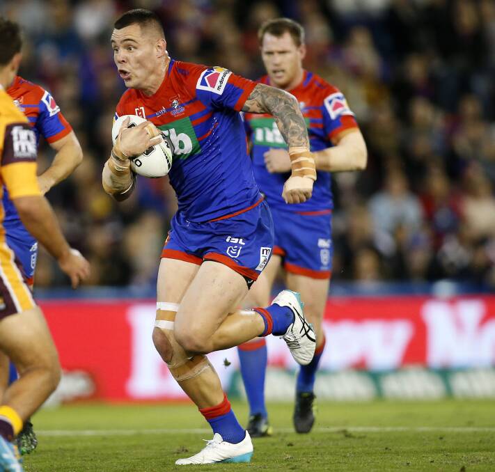 PRIME MOVER: Newcastle prop David Klemmer carried the ball for more than 200 metres in Saturday's win against Brisbane. Picture: Darren Pateman