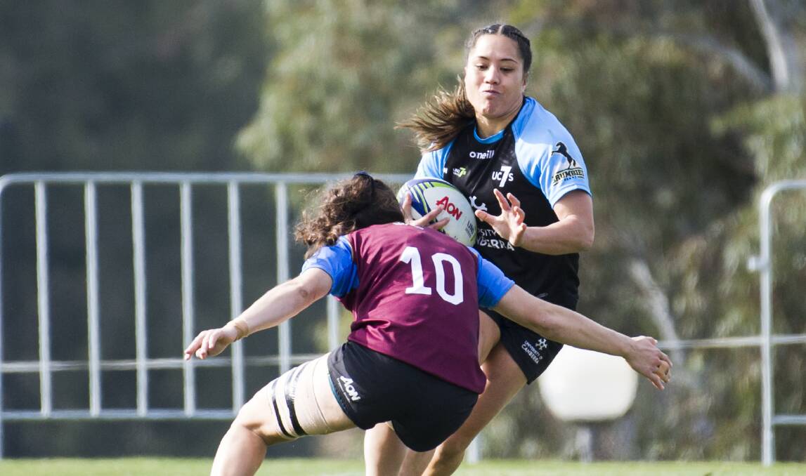 CAPITAL GAINS: Yasmin playing rugby union in Canberra. She represented the Australian sevens team before switching to rugby league.