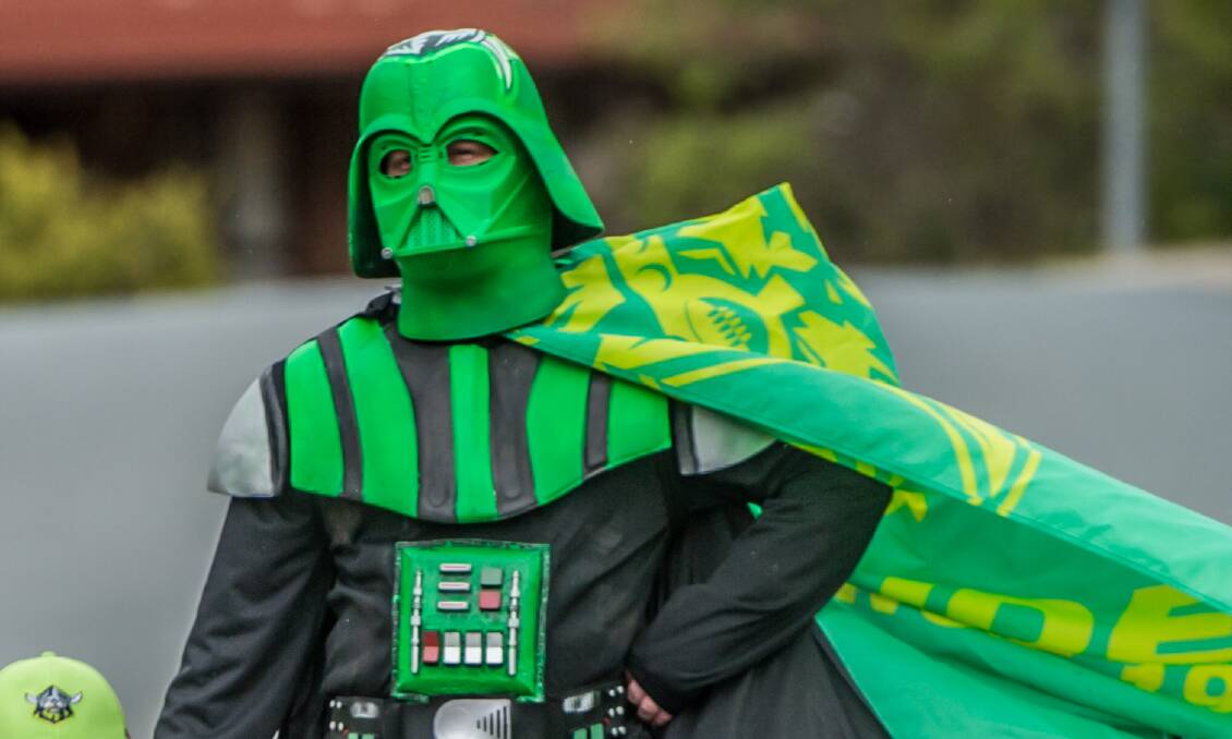 THE EMPIRE STRIKES BACK: Conrad Farrell, of Conder, shows his true colours by dressing up as "Darth Raider" for Canberra's games.