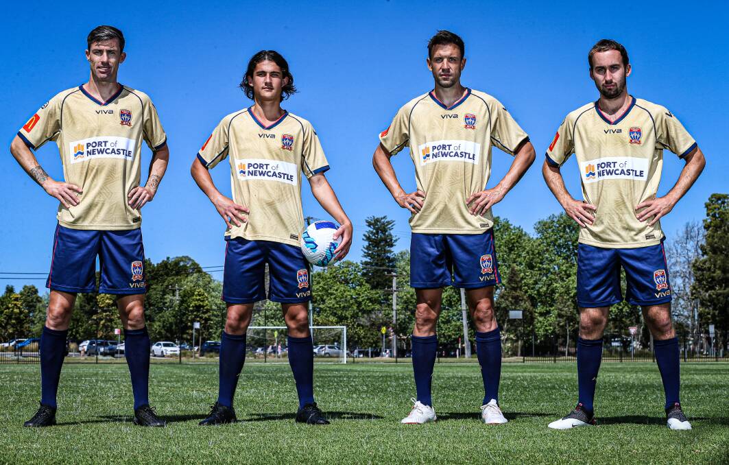 BACK TO THE FUTURE: The Newcastle Jets will wear a traditional gold kit as their home jersey in 2021-22. Picture: Sproule Sports Focus