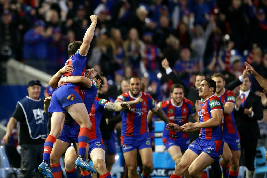 MAGICAL MOMENT: Kurt Gidley kicks a sideline conversion to seal a win against the Roosters.