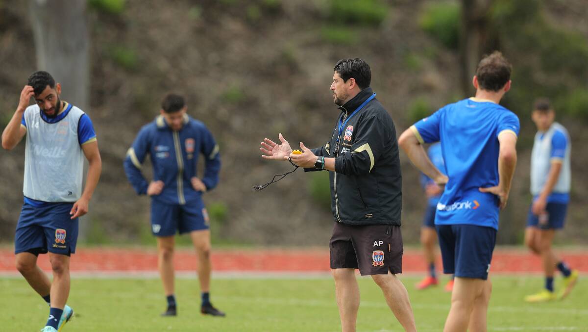 Coach Arthur Papas will be hoping to steer the Newcastle Jets into the play-offs for the first time since 2017-18. Picture: Max Mason-Hubers