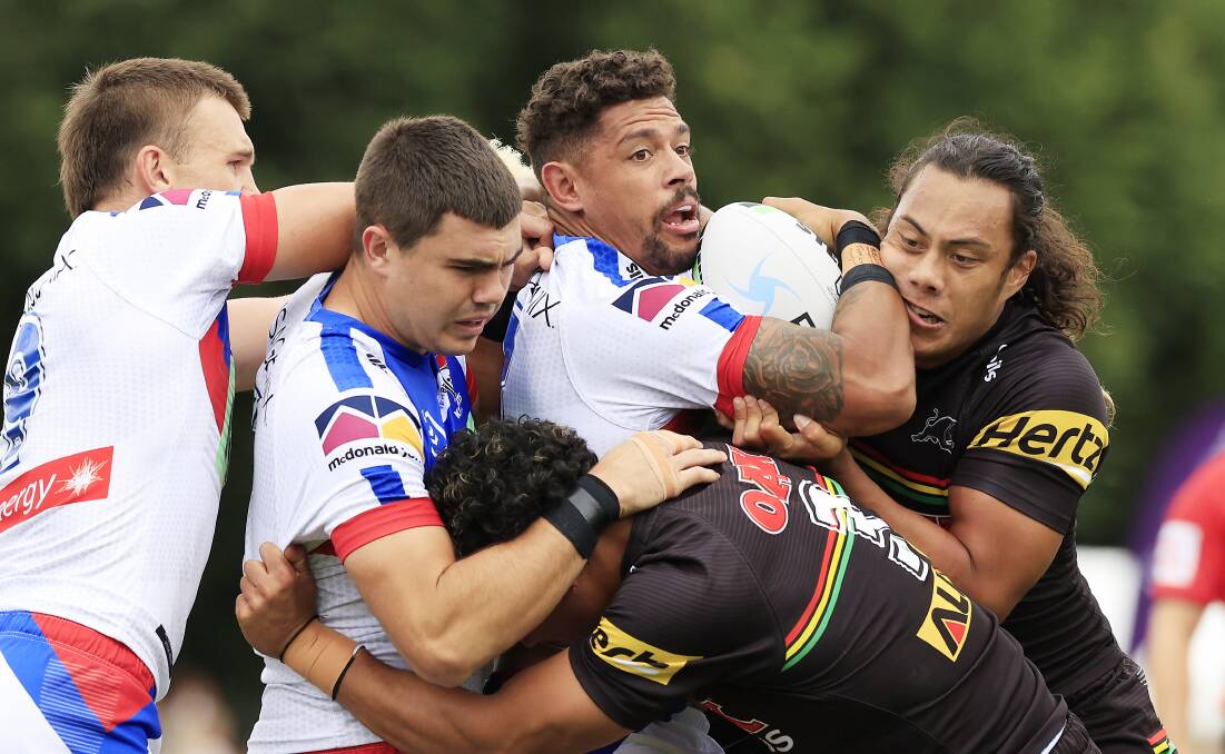 STRENGTH IN NUMBERS: Penrith's great strength is sticking to the basics, over and over, until their opposition crack under the relentless pressure. Once they gain the ascendancy, they are ruthless. Picture: Getty Images