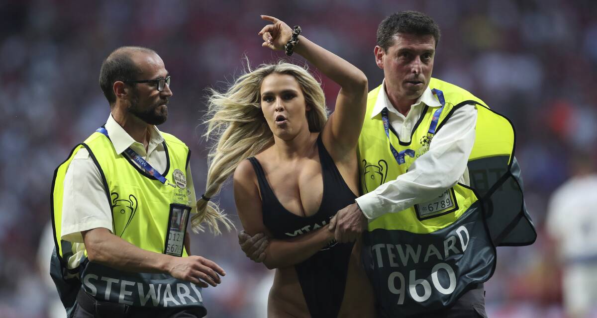 CROWD PLEASER: Kinsey Wolanski received a massive cheer during the Champions League final.