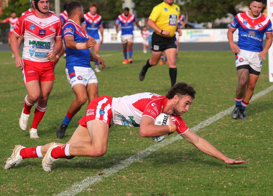 Centre Travis Petersen scored two tries for South Newcastle in their 40-16 win against Kurri Kurri at Townson Oval on Saturday. Picture by Peter Lorimer 