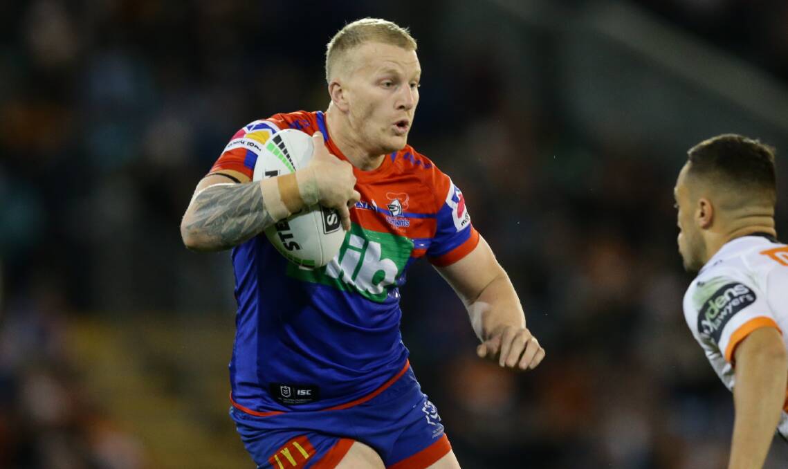EVENTFUL WEEK: Knights back-rower Mitch Barnett has been linked to the Warriors, just days after he was suspended for six games. Picture: Jonathan Carroll