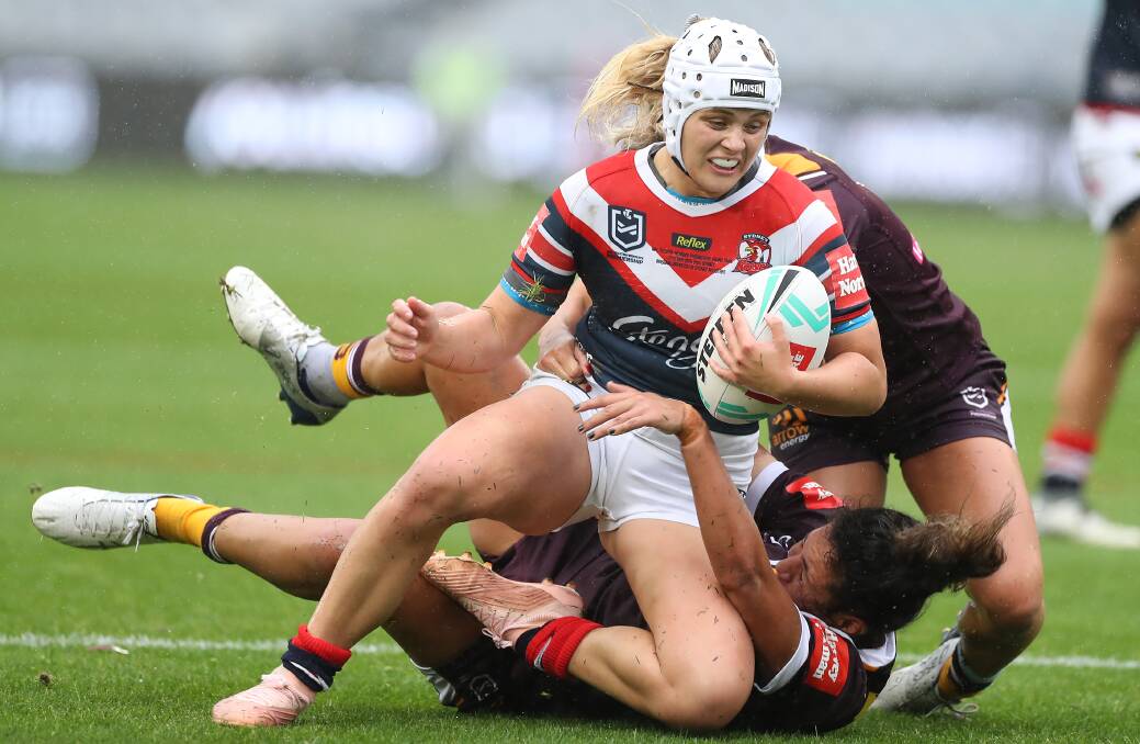 SPECIAL TALENT: Newcastle's Hannah Southwell playing for Sydney Roosters in last year's NRLW grand final loss against Brisbane Broncos. Picture: Getty Images