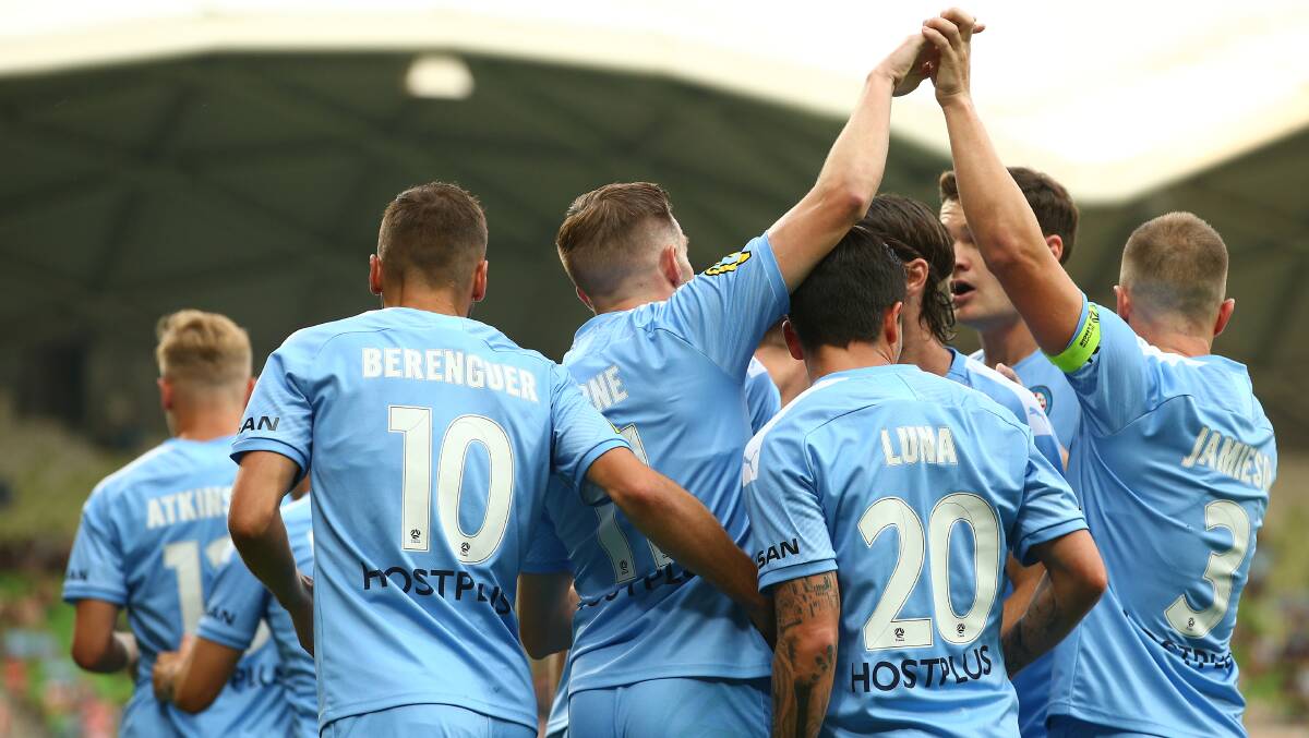 GOAL: Melbourne City celebrate Craig Noone's opener. Picture: Getty Images