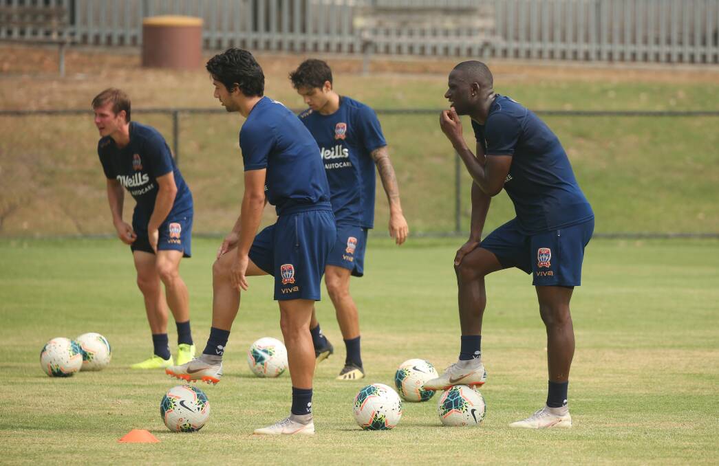 NEW BALL GAME: The Jets at training on Wednesday. Picture: Simone De Peak