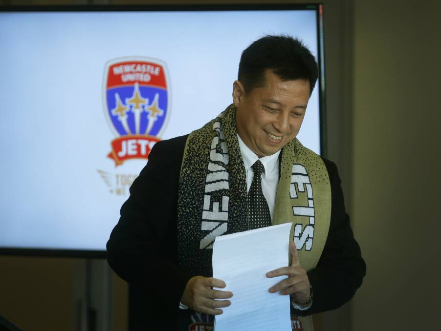 EXPENSIVE EXERCISE: Chinese businessman Martin Lee has spent an estimated $15 million since taking charge of the Newcastle Jets. After four years, he has decided to pursue a different hobby. Picture: Marina Neil