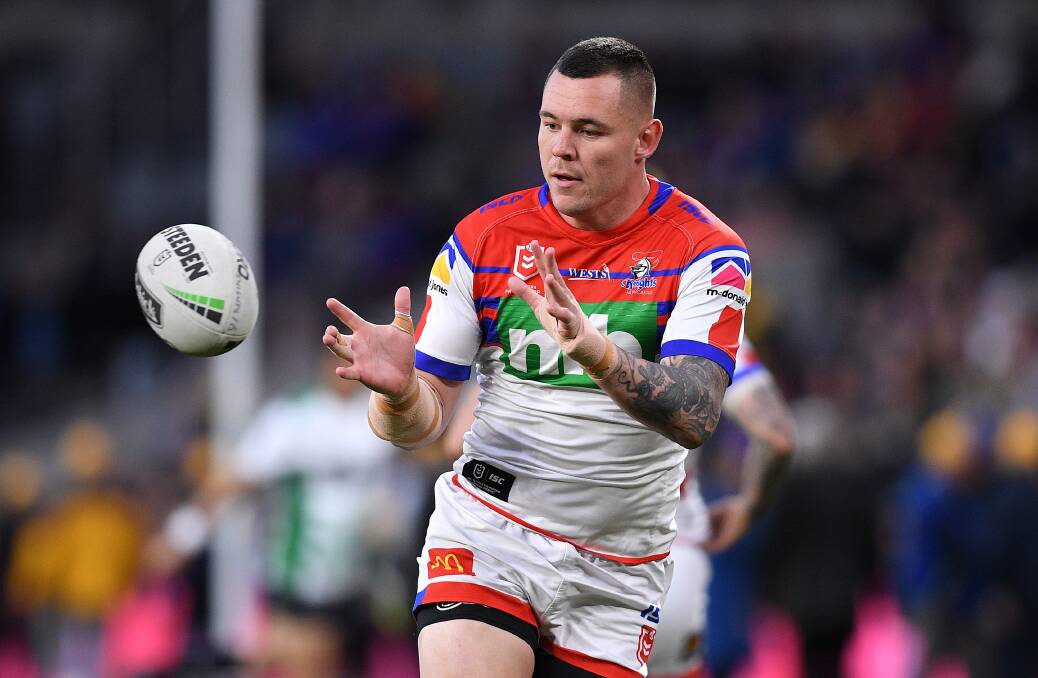 FOCUSED: Test prop David Klemmer has been a tower of strength since joining Newcastle this season. He continued his good form by running 160 metres and making 29 tackles against the Cowboys last weekend. Picture: Darren Pateman, AAP 