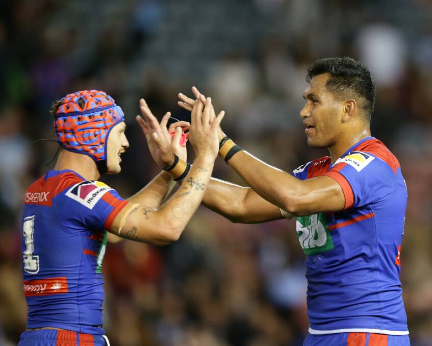 INFLUENTIAL: Kalyn Ponga and Daniel Saifiti shape as key players as Newcastle strive to reach the finals for the second consecutive season. Picture: Jonathan Carroll